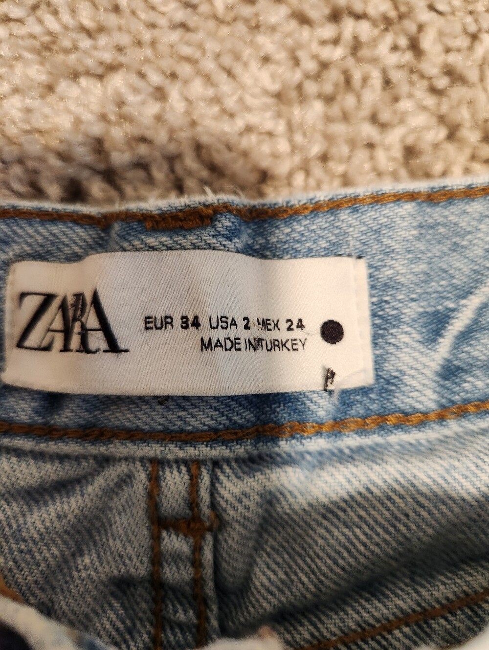 ZARA Mid-Rise Tapered Fit Balloon Jeans Light blue Size 2 - Picture 3 of 7
